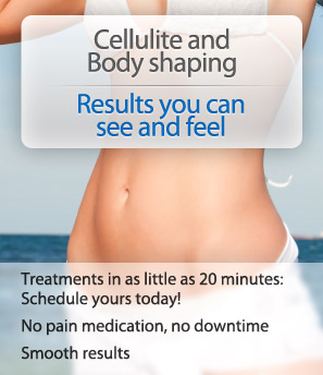 banner sobre cellulite y contorno corporal, explicando que el tratamiento dura 20 minutos, sin dolor
